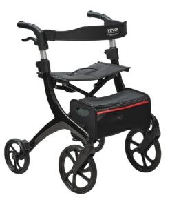 VEVOR Lightweight Aluminum Folding Rollator Walker with Adjustable Handle and Seat for Seniors