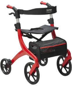 VEVOR Lightweight Aluminum Rollator Walker with Adjustable Handle and 4-Wheel Design