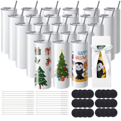 VEVOR 24 Pack 20 oz 5915 ml Stainless Steel Sublimation Tumblers Set