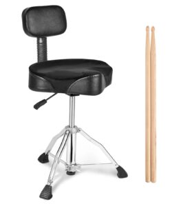 VEVOR Adjustable Drum Throne with Backrest - Leather-Fabric Saddle Seat