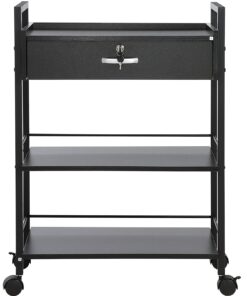 VEVOR 3-Tier Salon Trolley Cart with Lockable Drawer