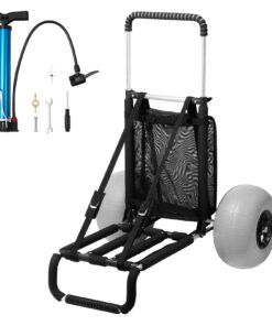 VEVOR Heavy-Duty Beach Cart with 30x15 in (760x390 mm) Cargo Rack and 12 in (30.5 cm) Balloon Wheels for Sand