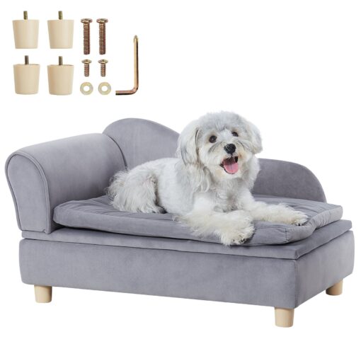 VEVOR Grey Velvety Pet Sofa Bed with Storage