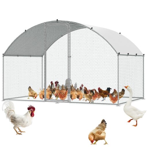 VEVOR Large Metal Chicken Coop with Waterproof Cover