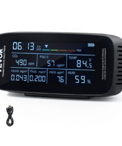 VEVOR 9-in-1 Air Quality Monitor with 14.5 cm (5.7 inch) HD Display