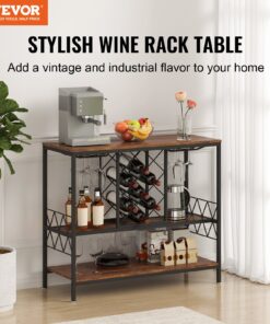 Винний столик з підставкою для келихів та полицею для вина