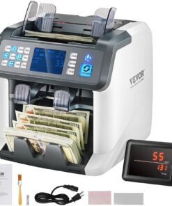 VEVOR High-Speed Money Counter Machine with Dual CIS and 6-Level Counterfeit Detection - Counts 1
