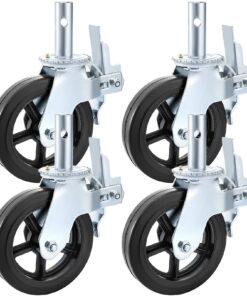 4 Pack Heavy Duty 20.3 cm x 5 cm Scaffolding Rubber Swivel Casters with Dual Locking