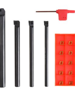 VEVOR 4PCS 6mm Lathe Turning Tool Set with Indexable Carbide Inserts and Aluminum Storage Box
