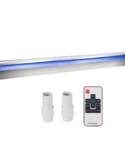 VEVOR Stainless Steel LED Pool Waterfall Spillway 120x11.5x8 cm (47.2x4.5x3.1 in) with Remote-Controlled Multi-Color Lights