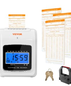 VEVOR Mechanical Time Card Attendance Recorder with 102 Cards and Badge Machine - Compact Wall or Desk Mount