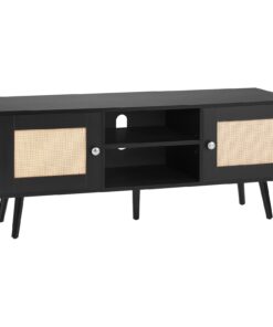 VEVOR Bohemian Rattan TV Stand with Adjustable Shelves