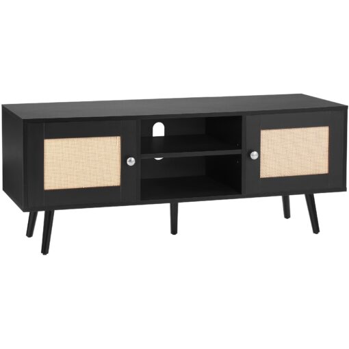 VEVOR Bohemian Rattan TV Stand with Adjustable Shelves