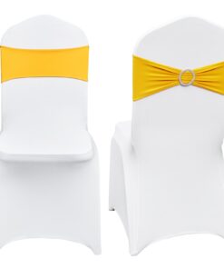 VEVOR 50 Sets Universal Stretch Spandex Folding Chair Covers with Gold Sashes