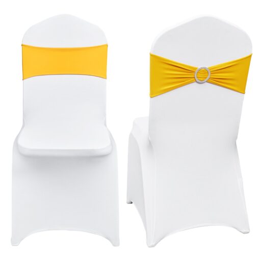 VEVOR 50 Sets Universal Stretch Spandex Folding Chair Covers with Gold Sashes