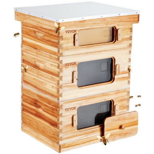 VEVOR 30 Frame Langstroth Beehive Kit with Beeswax Coated Cedar Wood