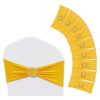 VEVOR 50 PCS Golden Yellow Stretch Spandex Chair Sashes with Round Buckle   34x16 cm 134x63 in for Weddings