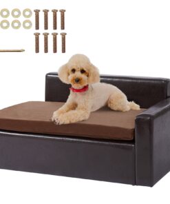 VEVOR Black Leather Pet Sofa with Storage