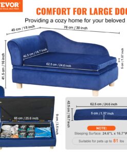 Soft Velvet Dog Couch with Storage