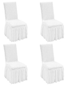 VEVOR 4 PCS White Stretch Spandex Chair Covers with Skirt