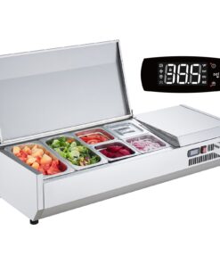 VEVOR Countertop Refrigerated Salad and Pizza Prep Station with Stainless Steel Guard