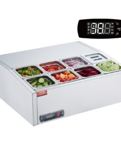 VEVOR 145W Countertop Refrigerated Salad and Pizza Prep Station with Stainless Steel Guard