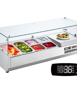 VEVOR Countertop Refrigerated Salad & Pizza Prep Station with Glass Guard