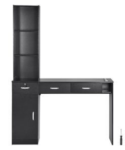 VEVOR Black Wall-Mounted Salon Station for Hair Stylists