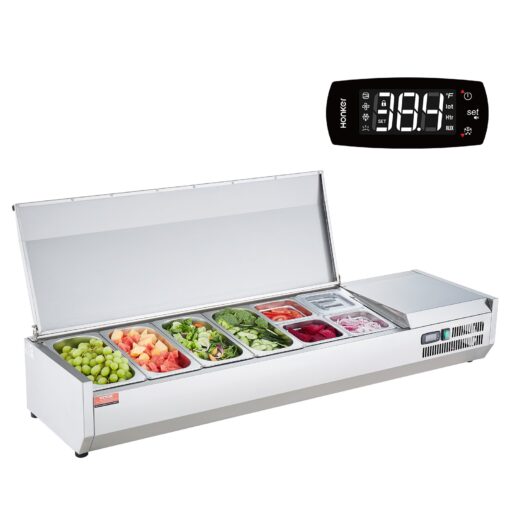 VEVOR Countertop Refrigerated Salad Pizza Prep Station 155W Compressor