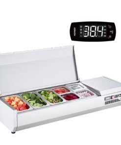 VEVOR Stainless Steel Refrigerated Salad and Pizza Prep Station with Modular Tray System