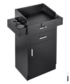 VEVOR Black Salon Storage Cabinet with 6 Heat-Resistant Sleeves