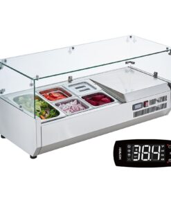 VEVOR Commercial Countertop Refrigerated Salad and Pizza Prep Station with Glass Guard