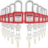 VEVOR 10 Piece Red Safety Lockout Padlock Set with Writable Tags
