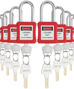 VEVOR 10-Piece Red Safety Lockout Padlock Set with Writable Tags