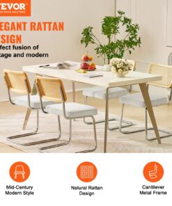 Upholstered Velvet Accent Chairs with Rattan Back