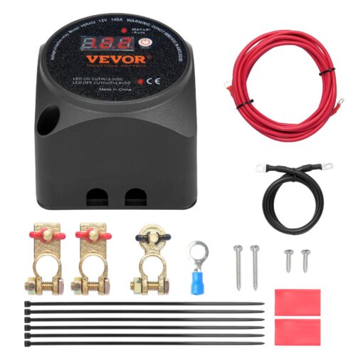 VEVOR 12V 140A Dual Battery Isolator Kit with Voltage Sensitive Relay and LED Display for Real Time Monitoring