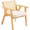 VEVOR Mid Century Modern Rattan Dining Chair with Armrests