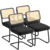VEVOR Set of 4 Black Rattan Dining Chairs