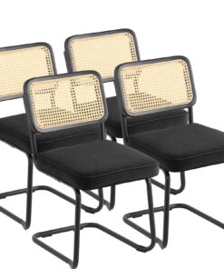 VEVOR Set of 4 Black Rattan Dining Chairs
