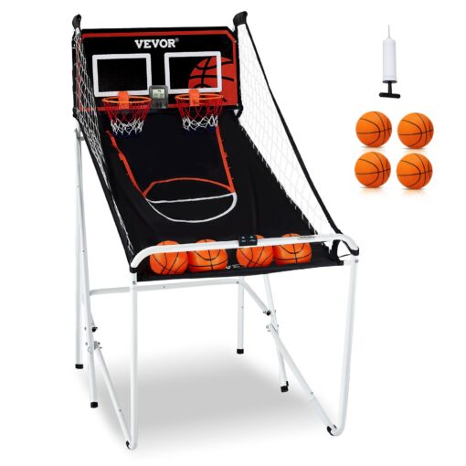 VEVOR 5 Foot Foldable Indoor Double Shot Basketball Arcade Game for 2 Players with 4 Balls Steel Frame