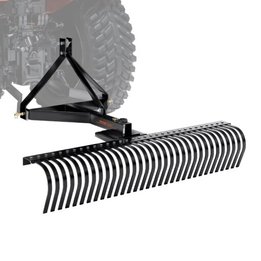 VEVOR 152cm 60 Tow Behind 3 Point Lawn Dethatcher Rake with 32 Steel Tines for Efficient Weed Clearing