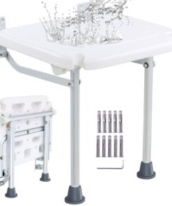 VEVOR Wall Mounted Folding PE Shower Seat 40x37.6 cm