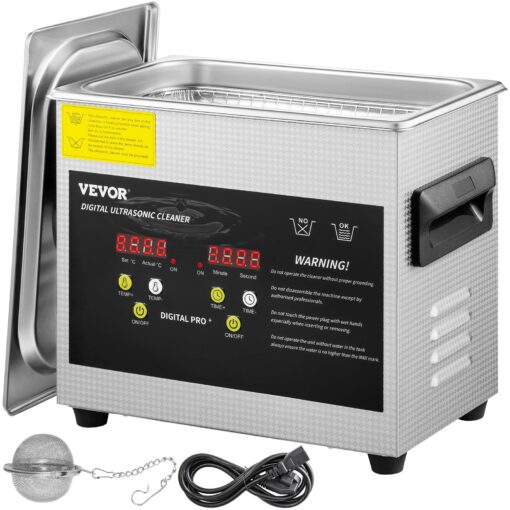 VEVOR 3L Digital Ultrasonic Cleaner with Heater and Timer for Jewelry and Eyeglasses 40kHz