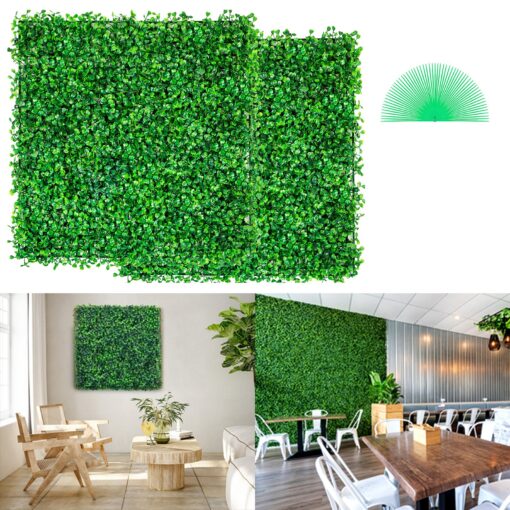 VEVOR 12pcs Artificial Boxwood Hedge Panels 25x25 cm 10x10 in for Fence and Wall Decoration