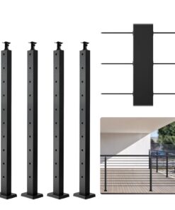 VEVOR 4-Pack Stainless Steel Cable Railing Post with Horizontal Holes