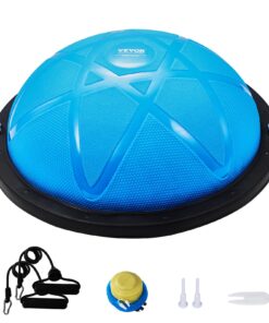 VEVOR 58 cm (23-inch) Half Yoga Balance Stability Ball Trainer with Resistance Bands