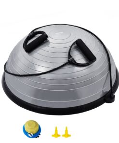VEVOR 58 cm (23 Inch) Half Exercise Ball Trainer with Resistance Bands for Yoga and Full-Body Workouts