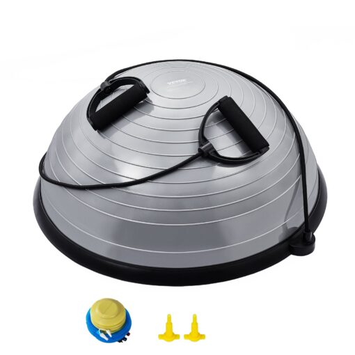 VEVOR 58 cm 23 Inch Half Exercise Ball Trainer with Resistance Bands for Yoga and Full Body Workouts