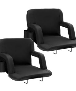 VEVOR 2 Pack Wide Portable Reclining Stadium Bleacher Chair with 6-Position Adjustable Backrest and Storage