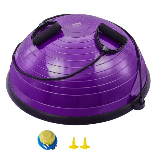 VEVOR 58 cm 23 Yoga Balance Trainer with Resistance Bands Half Exercise Ball for Full Body Workouts